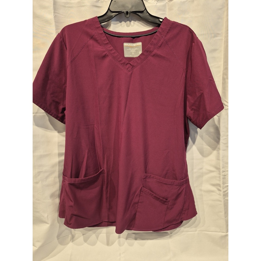 Sketchers Maroon Burgundy Scrub Top XXL 2xl Women